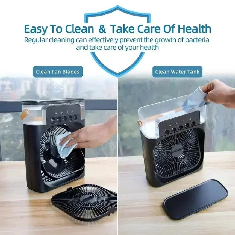 Portable 3 In 1 Fan AIr Conditioner Household Small Air Cooler LED Night Lights Humidifier Air Adjustment Home Fans Dropshipping Quorilan