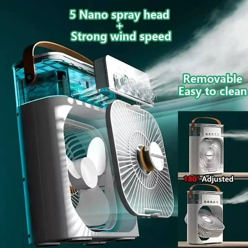 Portable 3 In 1 Fan AIr Conditioner Household Small Air Cooler LED Night Lights Humidifier Air Adjustment Home Fans Dropshipping Quorilan