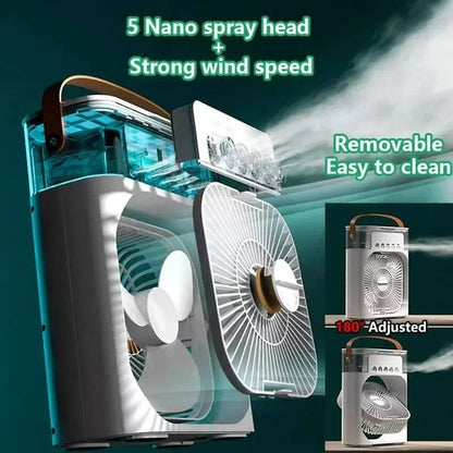 Portable 3 In 1 Fan AIr Conditioner Household Small Air Cooler LED Night Lights Humidifier Air Adjustment Home Fans Dropshipping Quorilan