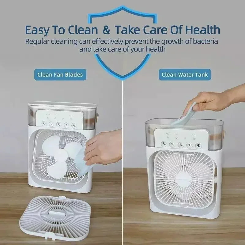 Portable 3 In 1 Fan AIr Conditioner Household Small Air Cooler LED Night Lights Humidifier Air Adjustment Home Fans Dropshipping Quorilan